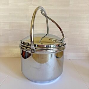 Vintage Keystoneware Pyrex Ice Bucket Chrome Swing Handle Mid Century Barware